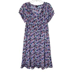 Talbots Petite Midi Dress Women's Size 12P Feminine Peasant Coquette Summer